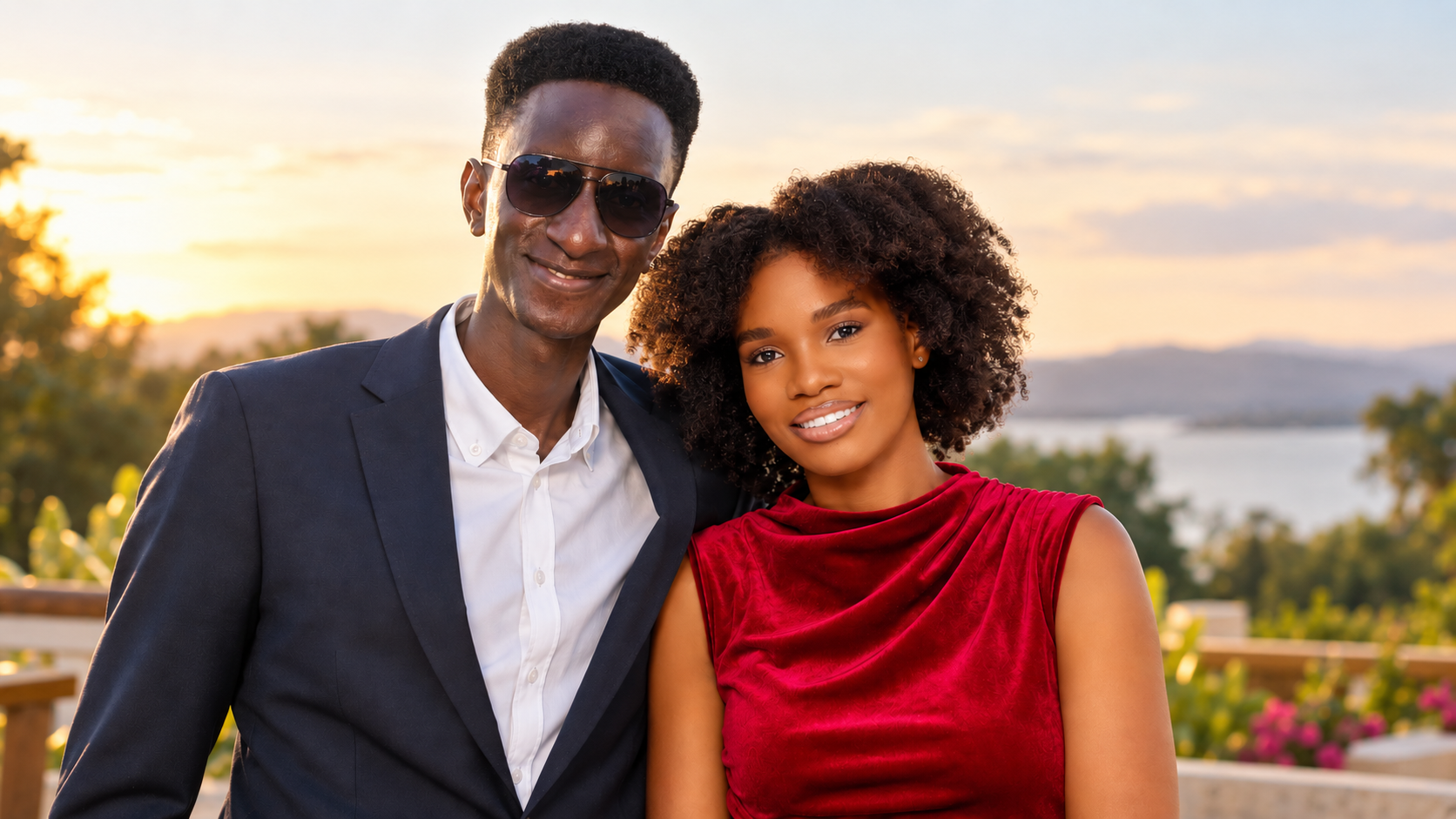 Nicholas and Stacey together at golden hour